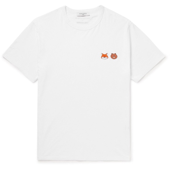Maison Kitsuné - LINE FRIENDS Logo-Appliquéd Cotton T-shirt size xs - Picture 1 of 6
